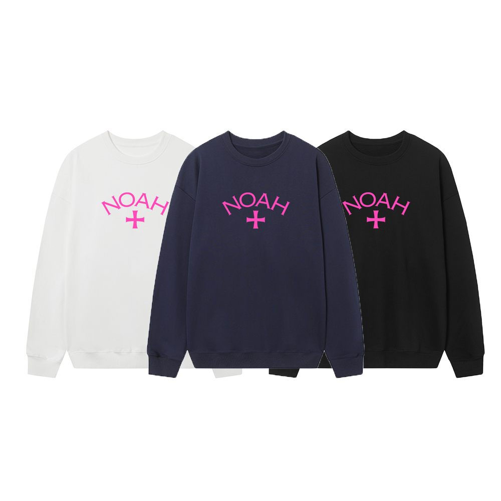 Streetwear Brand Noah - سترة نوح الوردية بطباعة الصليب، فضفاضة